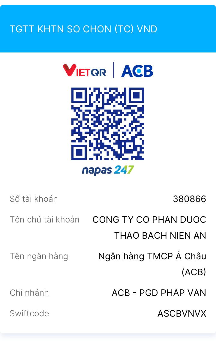 VietQR ACB Bách Niên An - tài khoản 380866